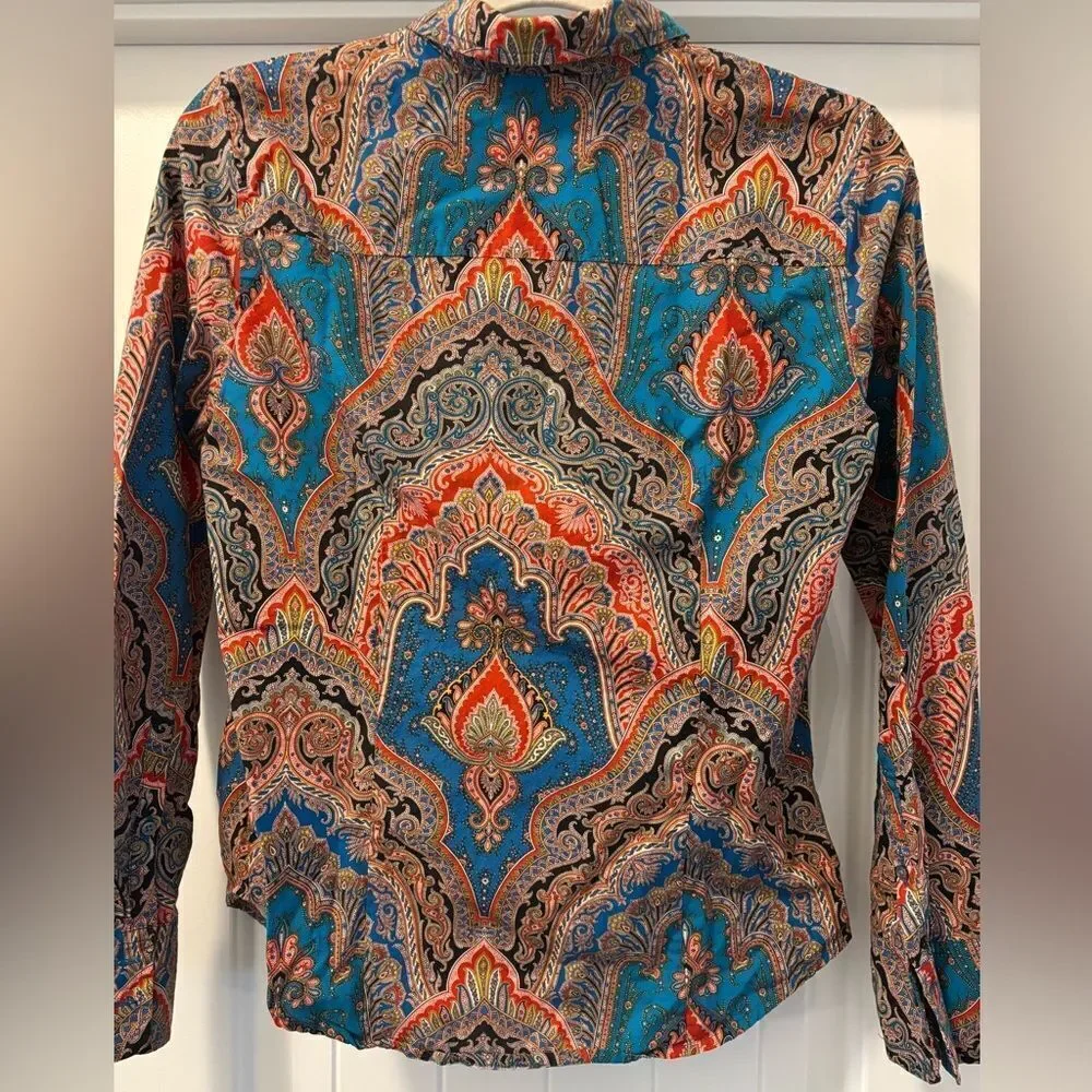 J. Crew Colorful Paisley Long Sleeve Button Down Shirt Size 6